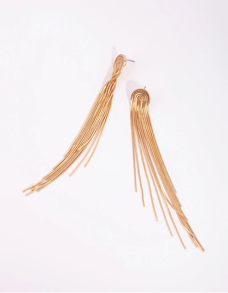 Gold Waterfall Cup Chain Earrings