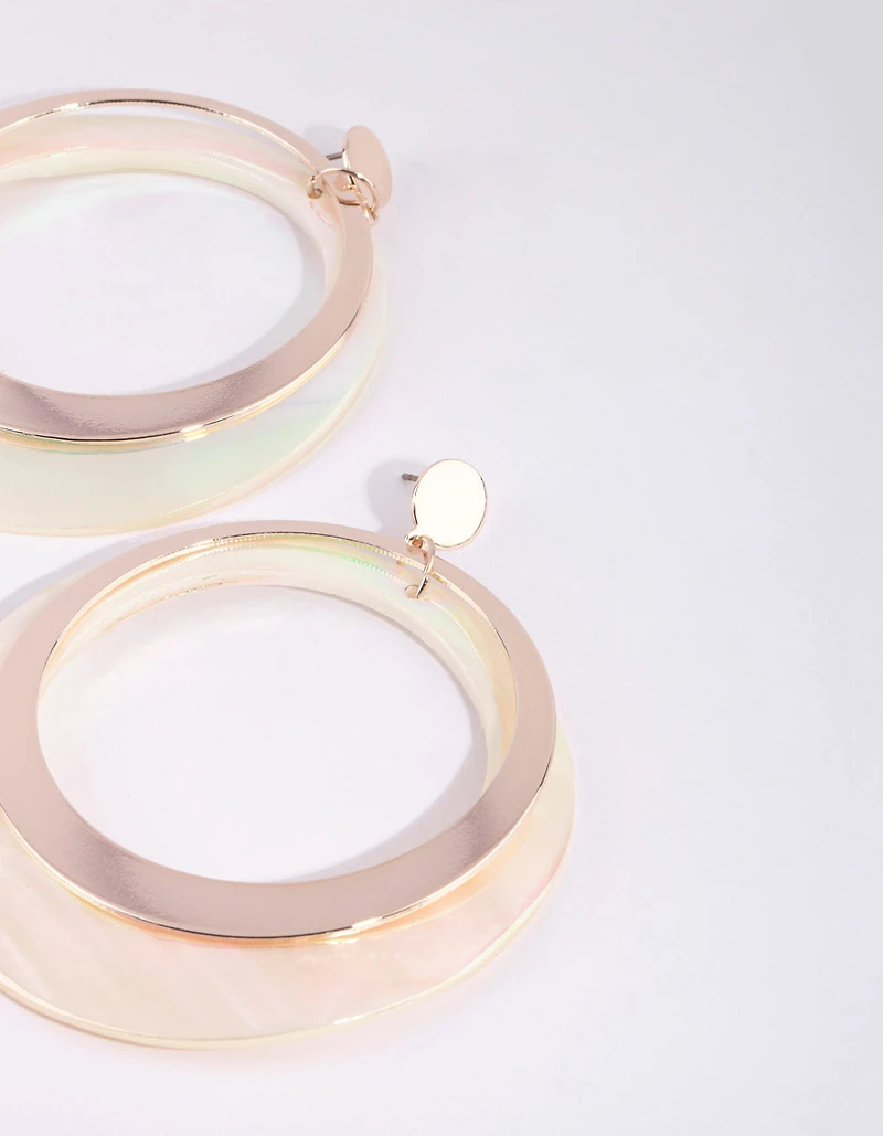 Gold Two Tone Shell Drop Earrings
