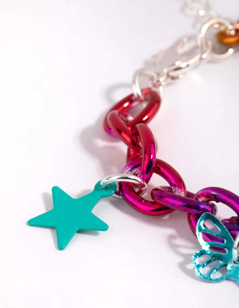 Bracelet à breloques ombré arc-en-ciel mat pour enfants