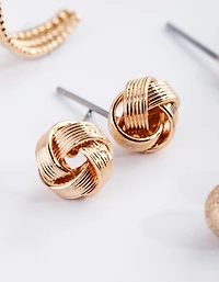 Gold Classic Stud & Huggie Earring 8-Pack