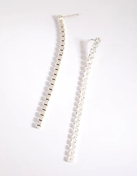 Silver Cubic Zirconia Single Cup Chain Drop Earrings