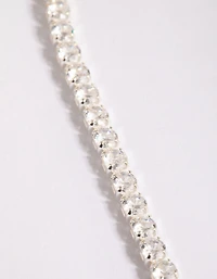 Silver Cubic Zirconia Single Cup Chain Drop Earrings