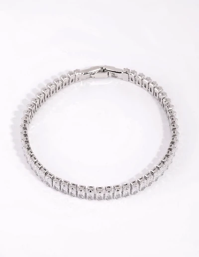 Silver Cubic Zirconia Baguette Tennis Bracelet
