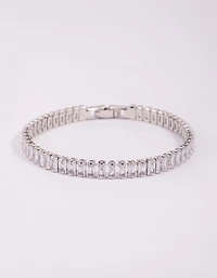 Silver Cubic Zirconia Baguette Tennis Bracelet