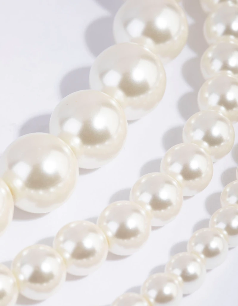 Silver Graduated Pearl Layered Necklace