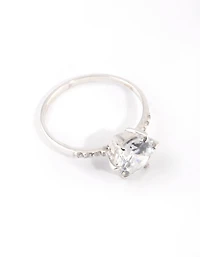 Sterling Silver Cubic Zirconia Claw Ring