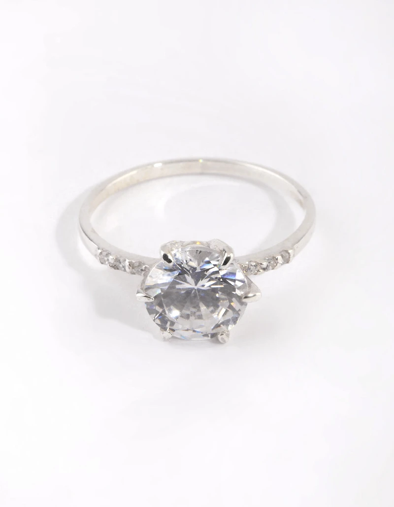 Sterling Silver Cubic Zirconia Claw Ring