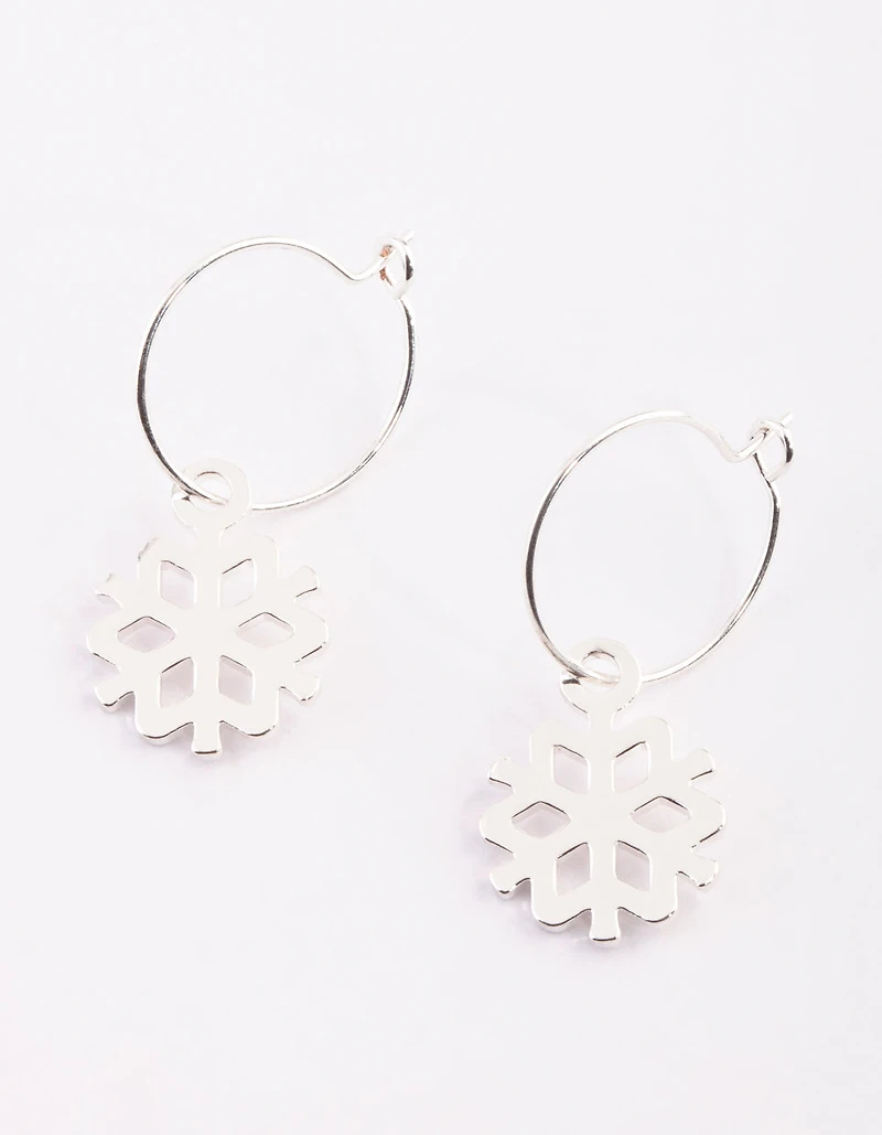 Festive Snowflake Hoop Earrings