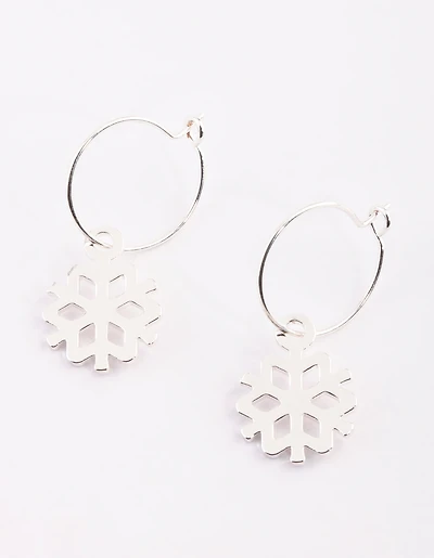 Festive Snowflake Hoop Earrings