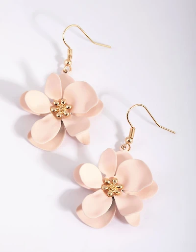 Gold Blush Petal Drop Earrings