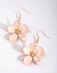 Gold Blush Petal Drop Earrings
