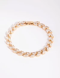 Gold Diamond Simulant Petal Tennis Bracelet