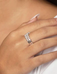 Silver Plated Cubic Zirconia Navette Ring