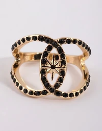 Bague diamant en or et noir