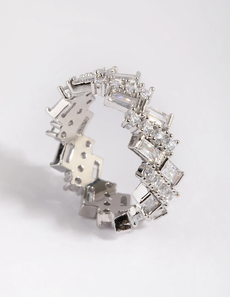 Silver Cubic Zirconia Baguette Ring
