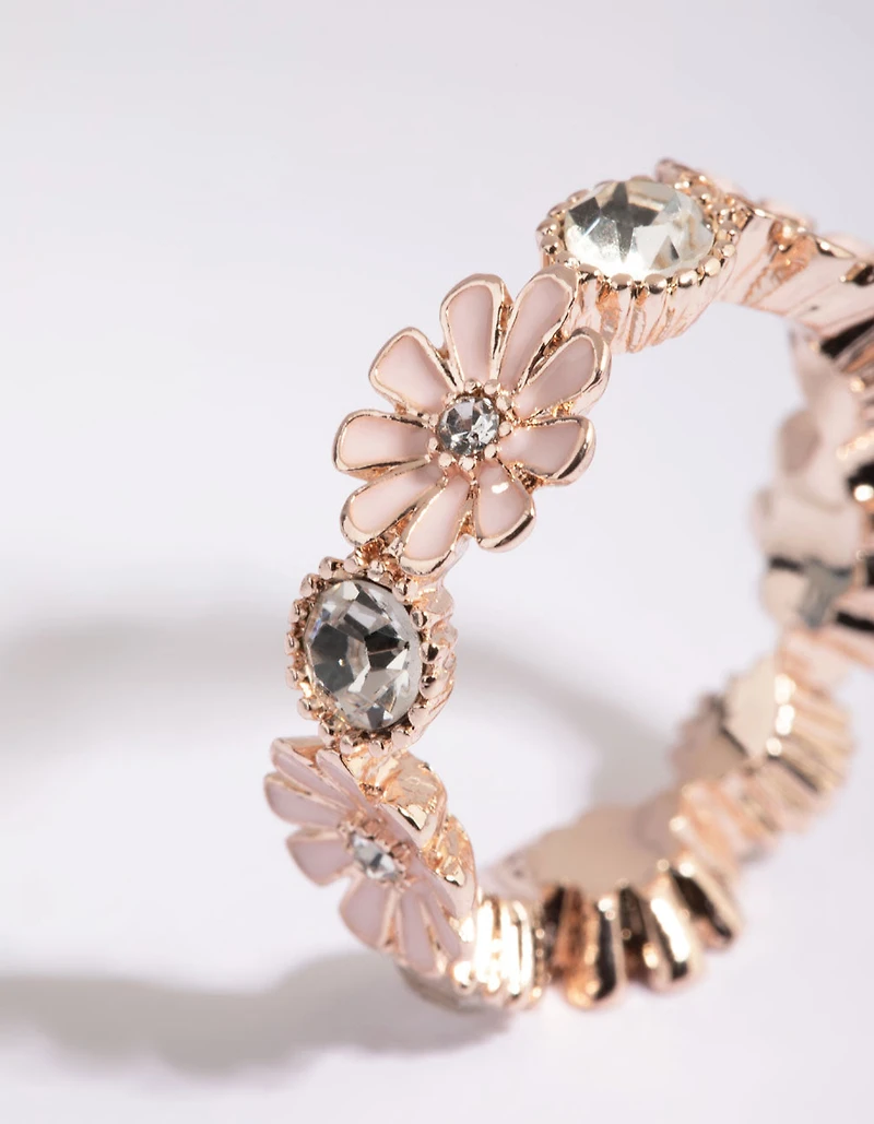 Fleur en or rose & bague diamant