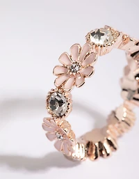 Fleur en or rose & bague diamant