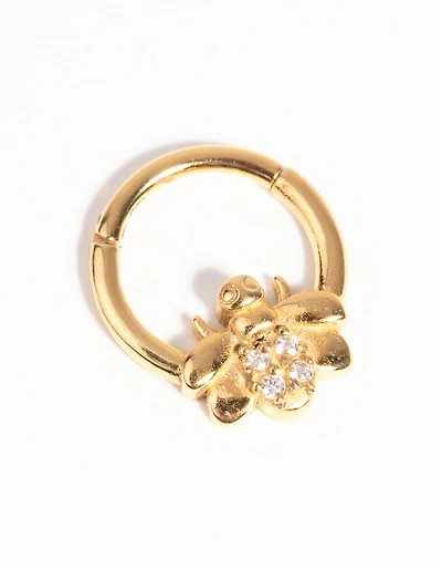 Gold-Plated Surgical Steel Bee Clicker Ring