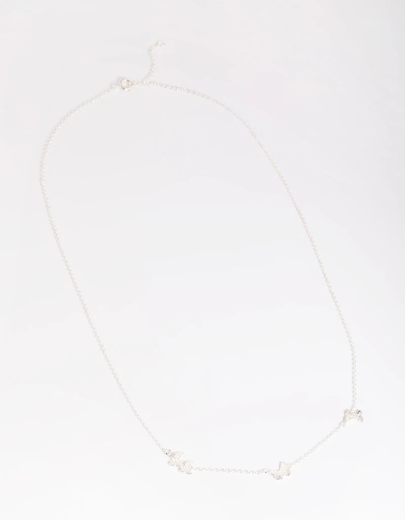 Gold Plated Sterling Silver Etched Butterfly Necklace