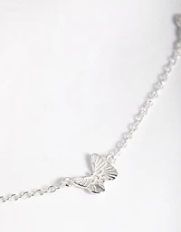 Gold Plated Sterling Silver Etched Butterfly Necklace