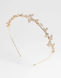 Gold Butterfly & Diamante Headband