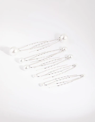 Silver Pearl Hair Pin Pack