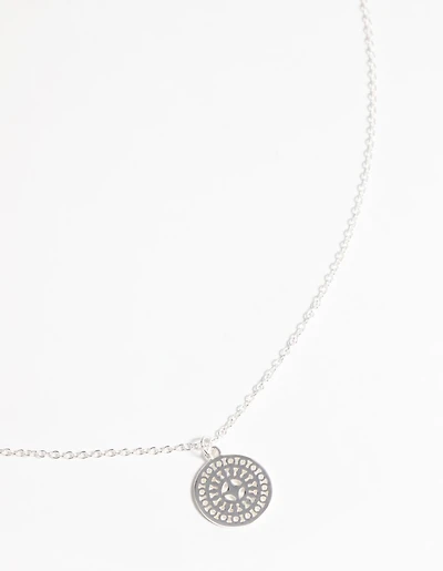 Sterling Silver Circular Stamp Necklace