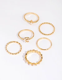 Gold Plated Vintage Ring 6-Pack with Freshwater Pearls