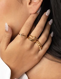 Gold Plated Vintage Ring 6-Pack with Freshwater Pearls