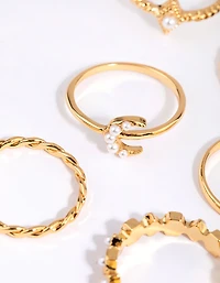 Gold Plated Vintage Ring 6-Pack with Freshwater Pearls