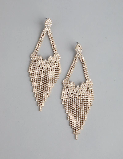 Gold Cubic Zirconia Chandelier Earrings