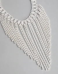 Silver Cubic Zirconia Short Curtain Choker