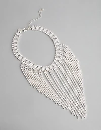 Silver Cubic Zirconia Short Curtain Choker