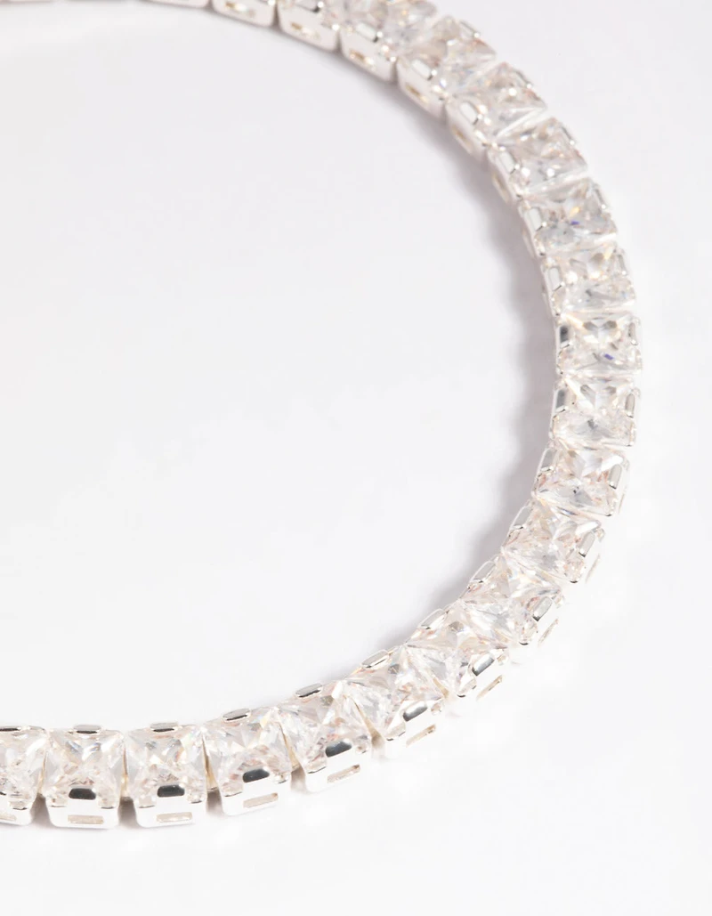 Silver Cubic Zirconia Cup Chain Bracelet