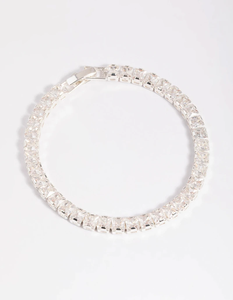 Silver Cubic Zirconia Cup Chain Bracelet