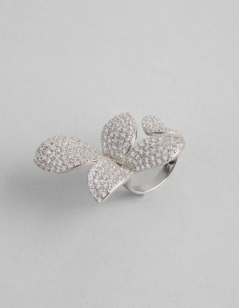 Silver Cubic Zirconia Butterfly Ring