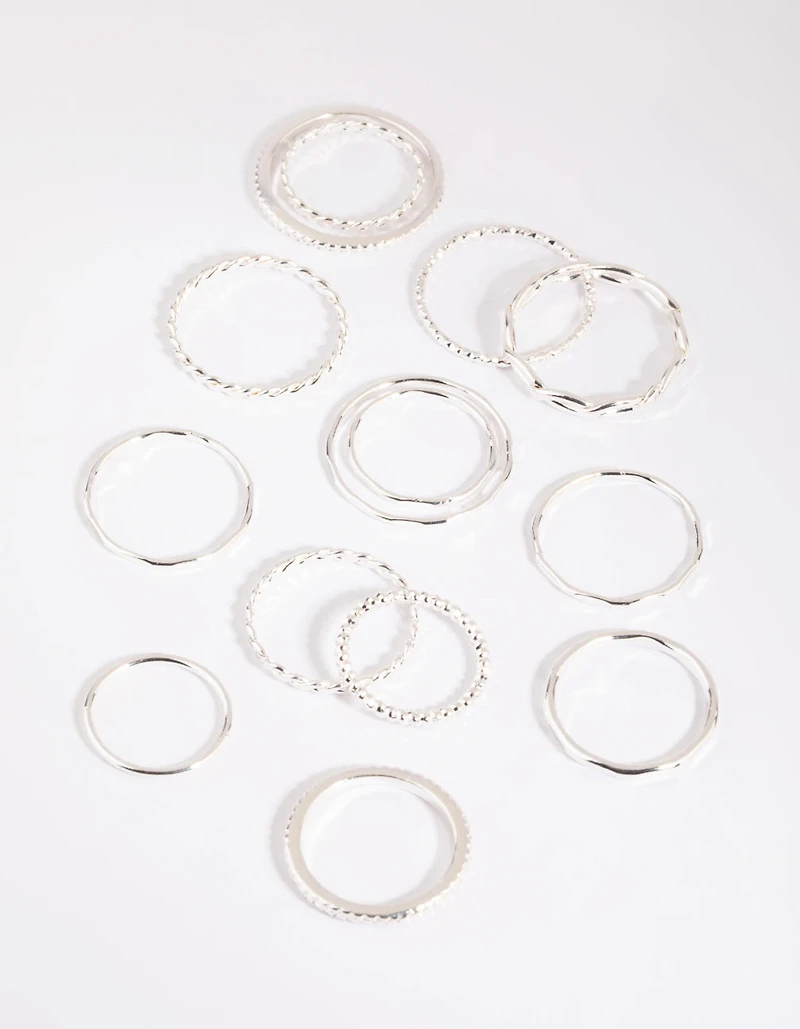 Silver Mixed Band Ring Pack
