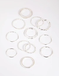 Silver Mixed Band Ring Pack