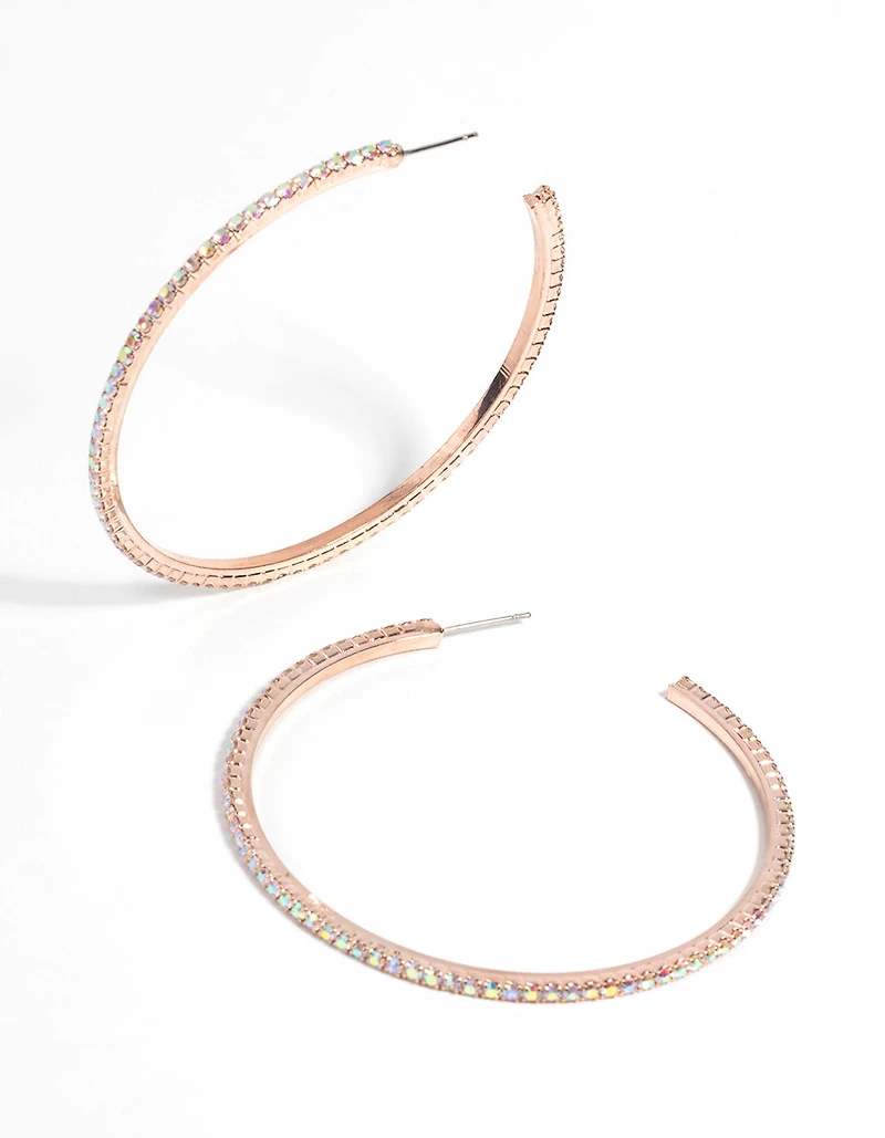 Rose Gold Diamante Hoop Earrings