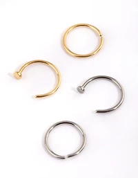 Titanium Plain Nose Stud & Ring 4-Pack