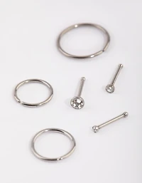 Titanium Nose Stud & Ring 6-Pack