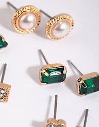 Gold Geometric Stud Earring 8-Pack