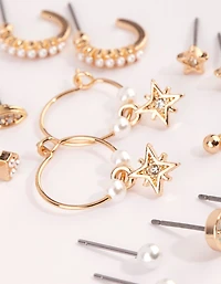 Gold Celestial Pearl Stud Earring 12-Pack