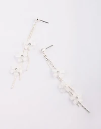 Silver Flower Drop Earrings