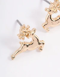 Festive Prancing Reindeer Stud Earring Pack