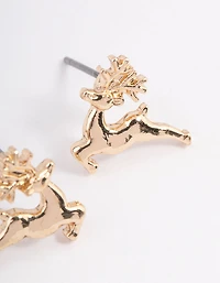 Festive Prancing Reindeer Stud Earring Pack