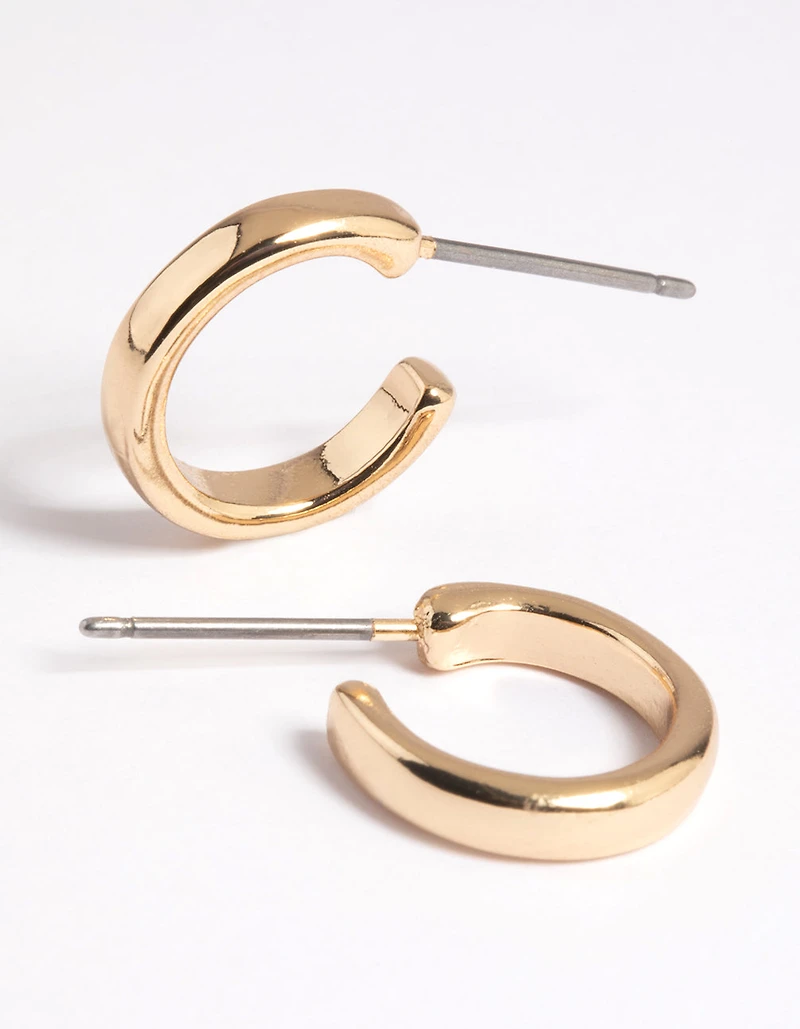 Gold Simple Huggie Hoop Earrings