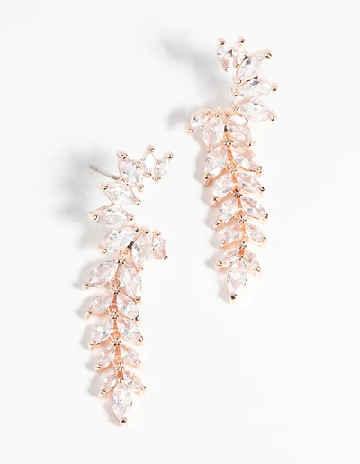 Rose Gold Diamond Simulant Statement Earrings