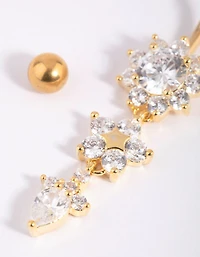 Gold Plated Titanium Floral Belly Bar