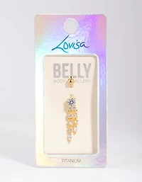 Gold Plated Titanium Dangle Belly Bar